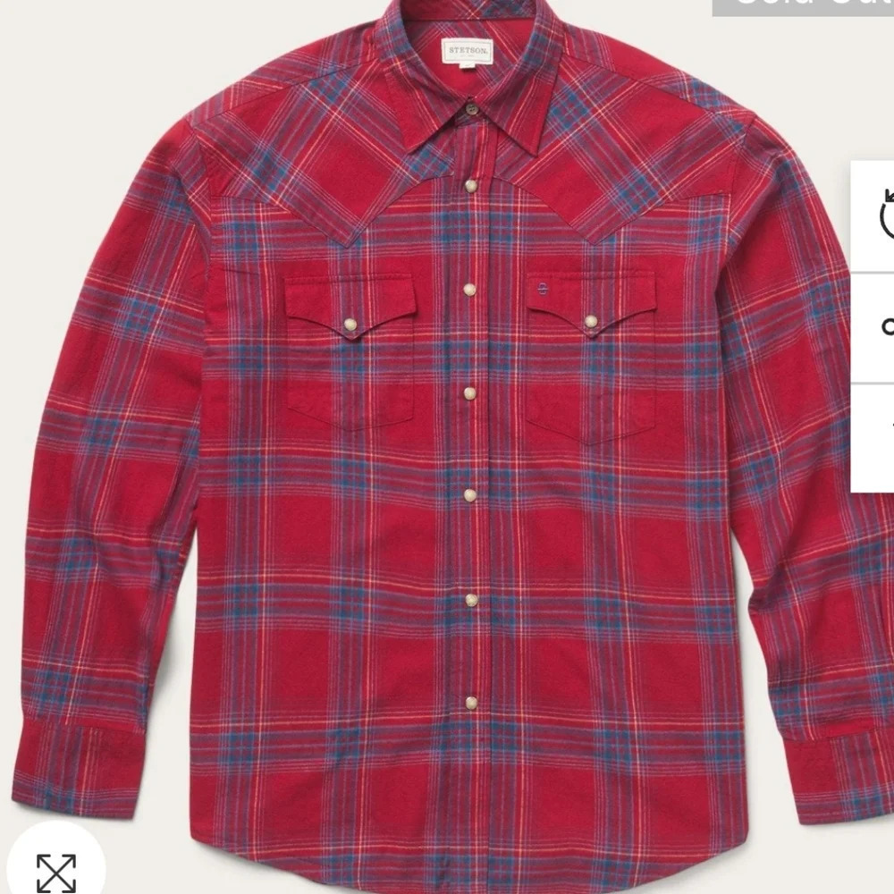 Stetson Western Modern Front Snap Plaid Shirt Men's 2X flannel